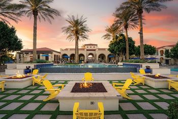 Outdoor fire pit with seating area